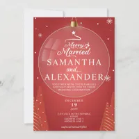 Merry & Married Photo Christmas Star Trees Wedding Invitation