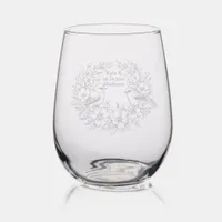 Love Birds Nature Bride & Groom Stemless Wine Glass