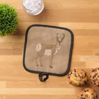 Southwest Pronghorn Standing Antelope Tan Pot Holder