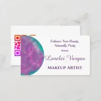 Elegant Colorful Watercolor Makeup Artist Business Card