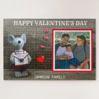 Photo Happy Valentine's Day Red Heart Rustic Wood Jigsaw Puzzle