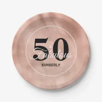 Rose Gold 50 and Fabulous Glam Birthday Party Paper Plates