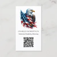 *~* AP16 - QR  American Flag Bald Eagle Photo Business Card