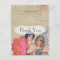 Vintage French Retro Paris Themed Thank You Postcard