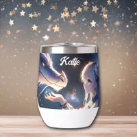 Anime Girl and her Dragon Personalized Thermal Wine Tumbler