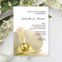 Orchid Flower on White Engagement Party Invitation