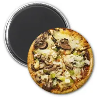Green Peppers and Mushroom Pizza Food Magnet