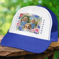 Pretty Floral Frame Summer Flowers Photo Grandma Trucker Hat