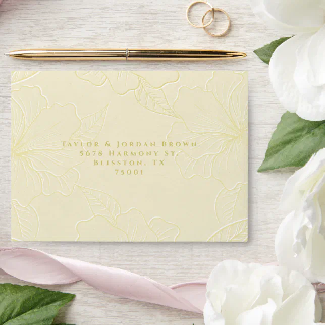 Elegant Minimalist Monotone Floral Wedding Envelope