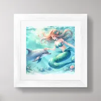 Coastal Beach Under the Sea Mermaid Ocean  Framed Art