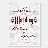 Gothic Boho Red Roses Moody Wedding Welcome Sign