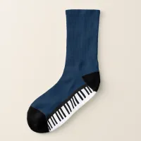 Piano Keyboard Keys Music Themed Sole Navy Blue Socks