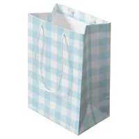 Baby Boy Pastel Blue Gingham Plaid Medium Gift Bag