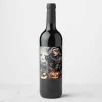 Grab a Broom | Witch Themed Halloween Party Wine Label