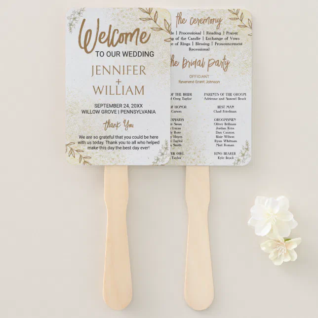 Gold And Cream Elegant and Delicate Program Hand Fan