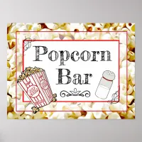 Popcorn Bar Wedding or Baby Shower Sign Poster