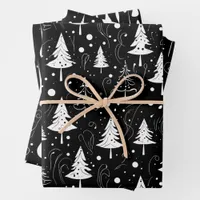 Black and White Modern Christmas  Wrapping Paper Sheets