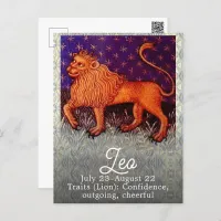 Leo Lion Zodiac Sign Horoscope Birthday Party Postcard