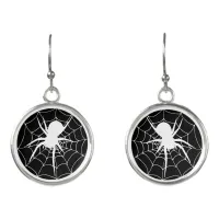 Halloween Spider on Cobweb Goth Earrings