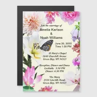 Flowers & Butterfly Wedding Magnetic Invitation