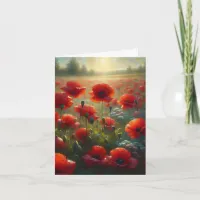 Pretty Red Poppy Field on a Summer Day | Thank You Note Card