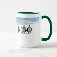 Cute Cartoon Penguin Pair with Tree Mug