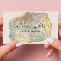 Holographic Signature Script Modern Glam Glitter Business Card