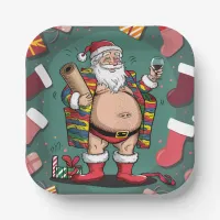 Cute funny father christmas paper plates