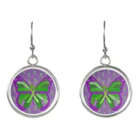 Purple & Lime Green Lyme Disease Earrings