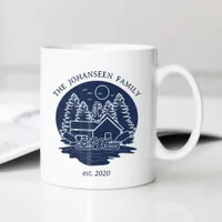 Navy Blue Lake House Nautical Anchor Family Name Coffee Mug