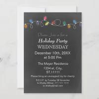 Vintage Chalkboard Holiday lights party Invitation