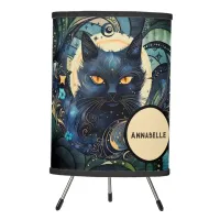 Black Cat and Celestial Moon Tripod Lamp