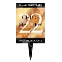 Elegant 22nd Copper Wedding Anniversary Cake Topper