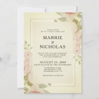 Wedding Blush Pink Rose Vintage Floral Watercolor