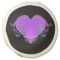 Elegant, Romantic Purple Heart with Flourish Sugar Cookie