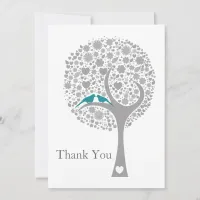 whimsy tree blue lovebirds mod wedding Thank You