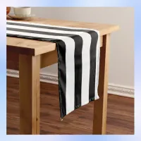 Simple Black and White Stripes | Long Table Runner