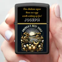 Morning Egg Farming in Peaceful Countryside Zippo Lighter