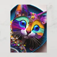 Colorful Fantasy Cat Postcard