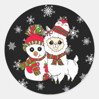 Llama and Snowman Christmas Stickers