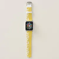 Trendy Yellow Tropical Hibiscus Flower Pattern Apple Watch Band