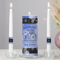 Elegant 45th Sapphire Wedding Anniversary Unity Candle Set