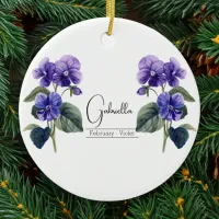 Birth Month Flower Febuary Violet  Ceramic Ornament