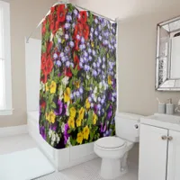 A Colorful Pastiche of Summer Annual Flowers Shower Curtain