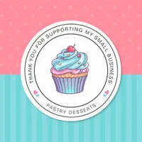 Pastry Cupcake Thank You Sticker