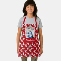 Daughter Photo And Name Snowman Red Christmas  Apron