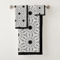 Black and White Elegant Flower pattern Bath Towels