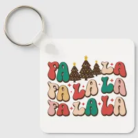 Fa la la la Retro Groovy Christmas Holidays Keychain