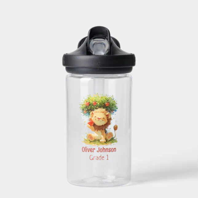 Smiling Lion Sitting Under An Apple Tree Kids Water Bottle