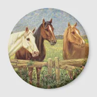 Three Vintage Horses Magnet